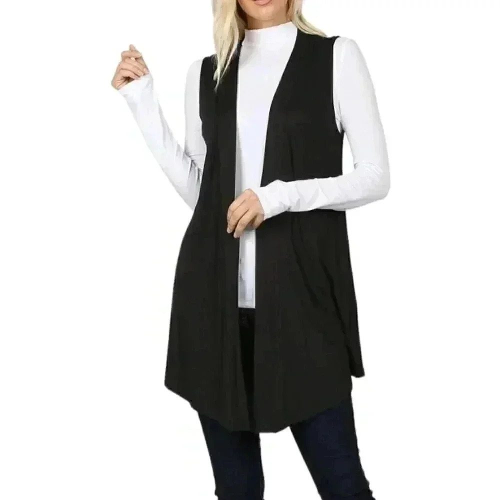 Zenana | Black Open-Front Vest - Women